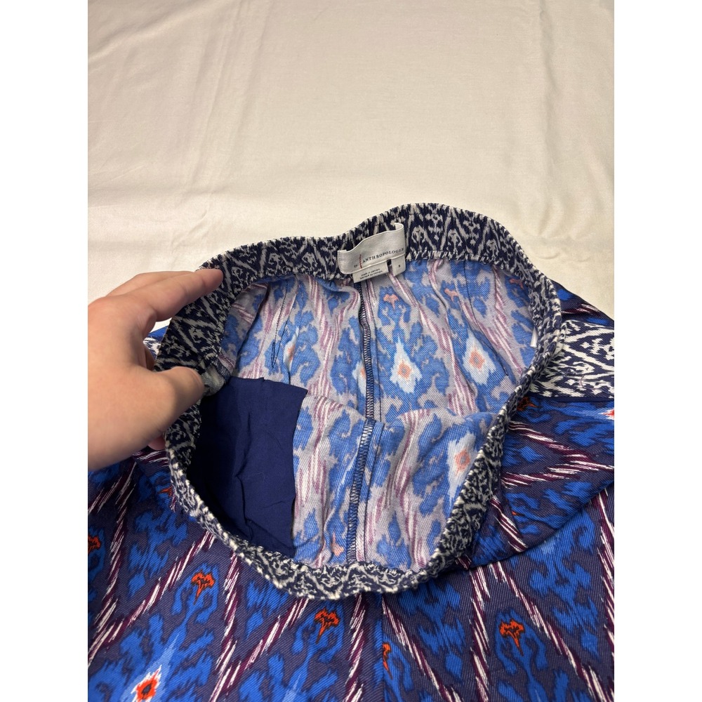 Anthropologie‎ Blue Ikat Print Wide Leg Pants Viscose Boho Trousers S W28 L28 - Picture 3 of 13